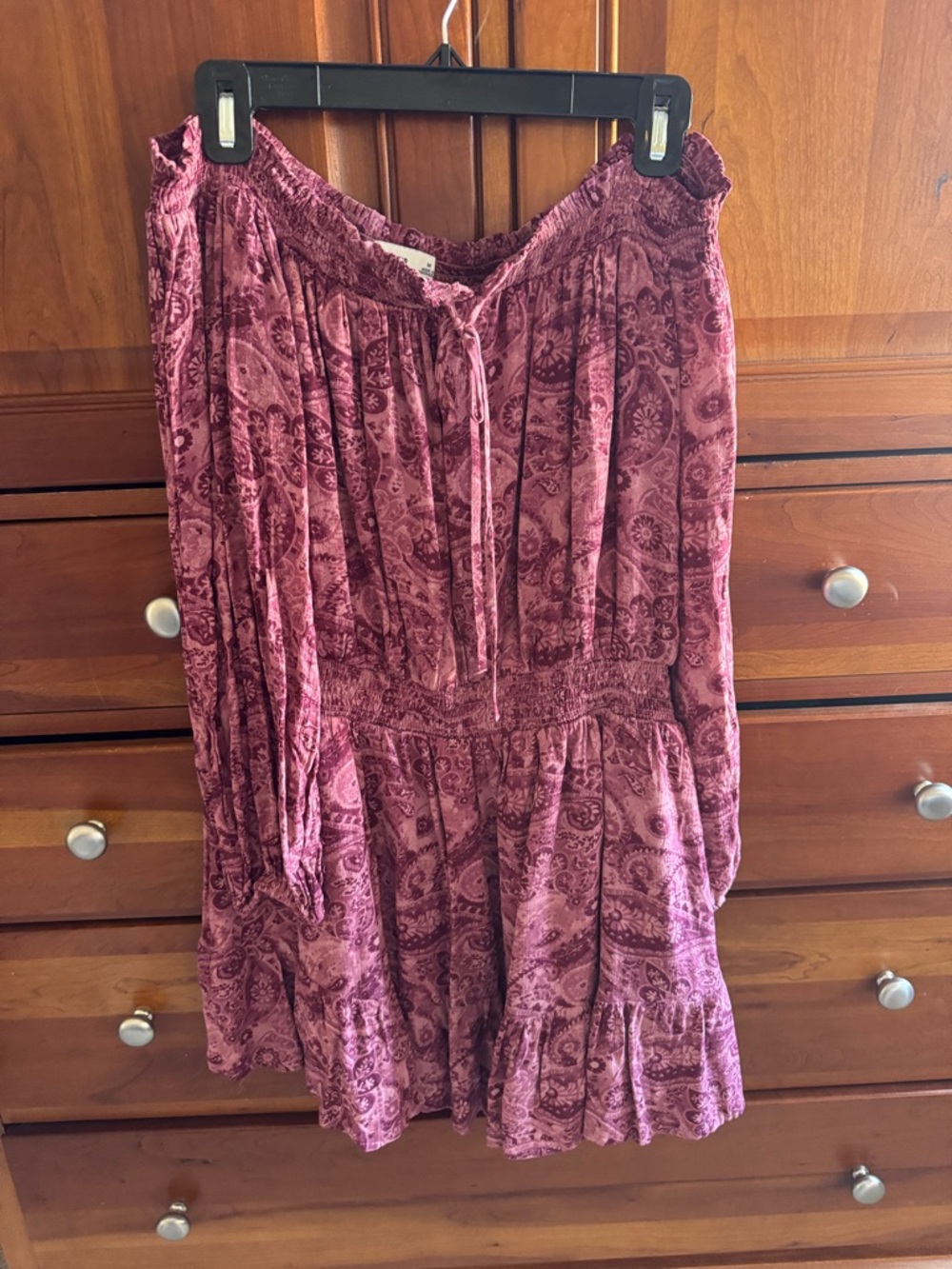 Hollister Mauve Pink Paisley Off-Shoulder Mini Dress